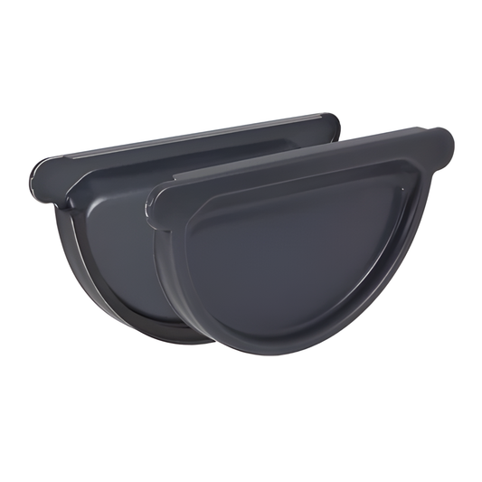 Universal Gutter Endcaps for Painted Half-Round Gutters - 5" - Dark Charcoal