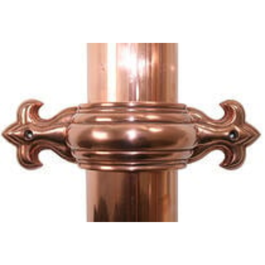 Fleur-de-Lis Downspout Brackets for Copper Half-Round Gutters - 3"