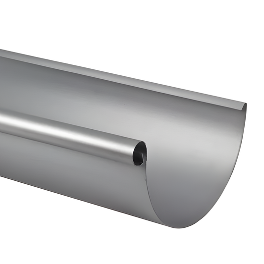 Half-Round Gutters for Painted Steel by Zambelli - 6" x 10'0" - Natural Gray Metallic