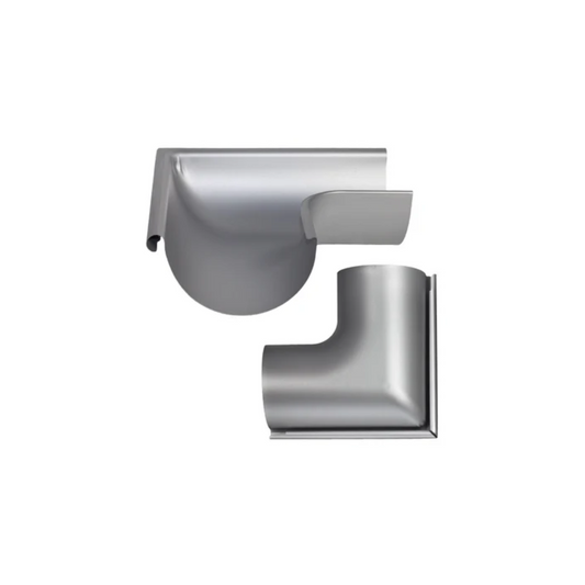 Outside Corner Miters for Painted Half-Round Gutters - 6" - Natural Gray Metallic