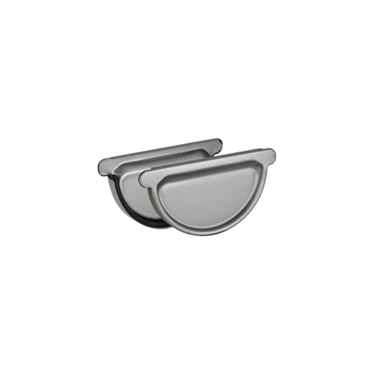 Universal Gutter Endcaps for Painted Half-Round Gutters - 6" - Natural Gray Metallic