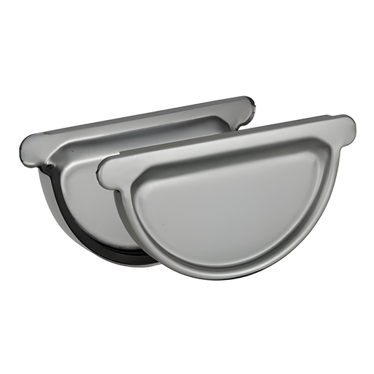 Universal Gutter Endcaps for Painted Half-Round Gutters - 6" - Natural Gray Metallic