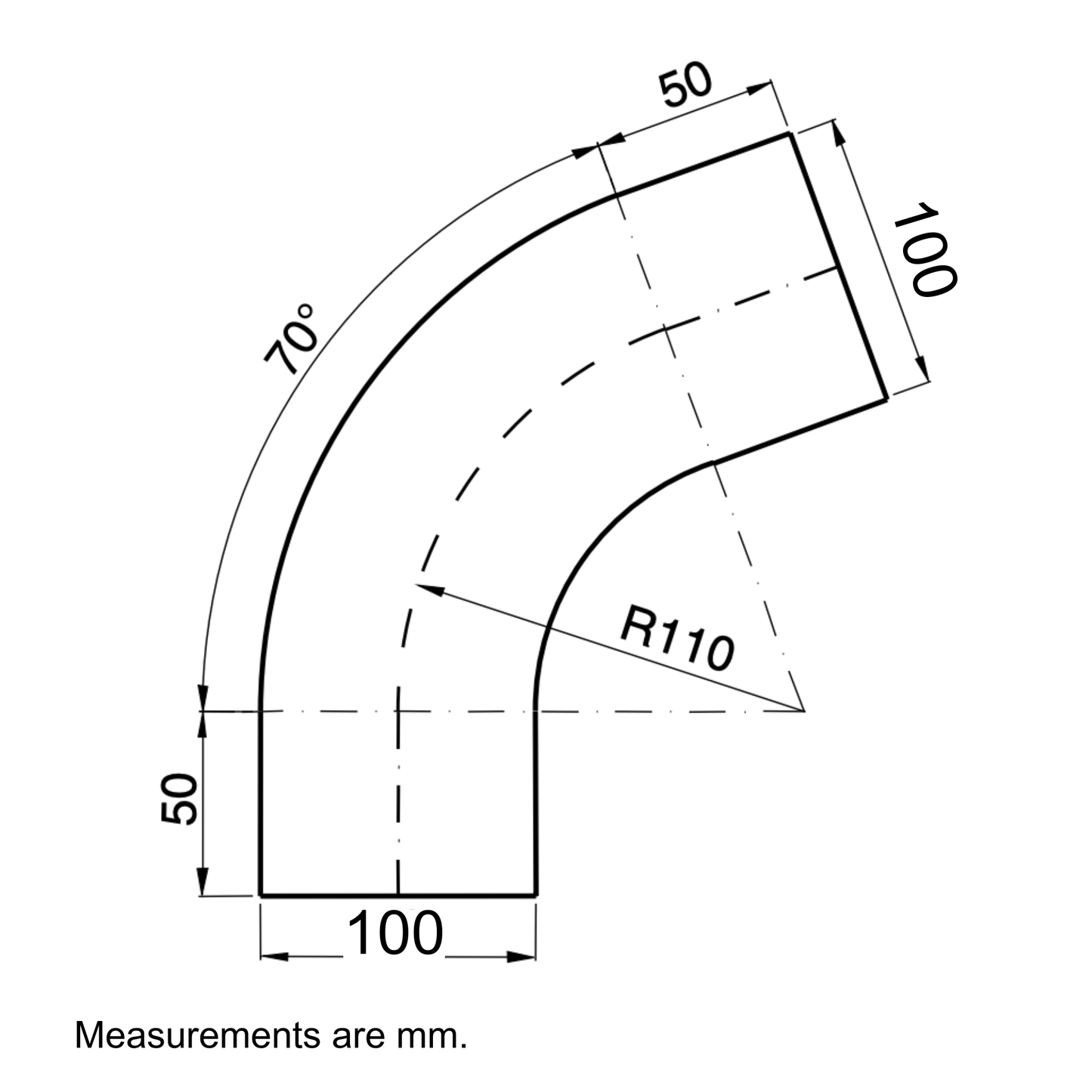 Nordic Steel 70° Elbow – 4" – Black