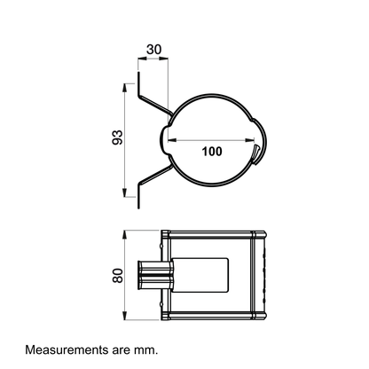 Nordic Steel Round Downspout Wide Bracket – 4" – Black