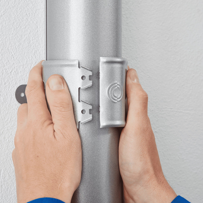 Nordic Steel Round Downspout Wide Bracket – 4" – Silver Metallic