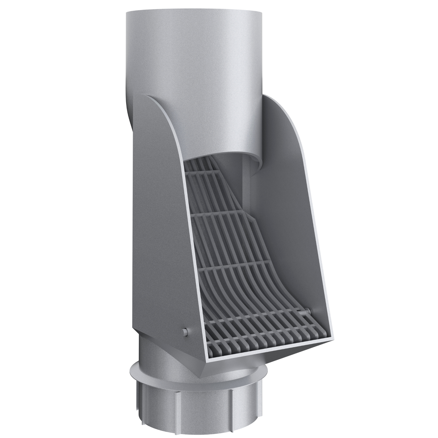 Nordic Steel Inline Downspout Cleanout Chute – 4" – Silver Metallic