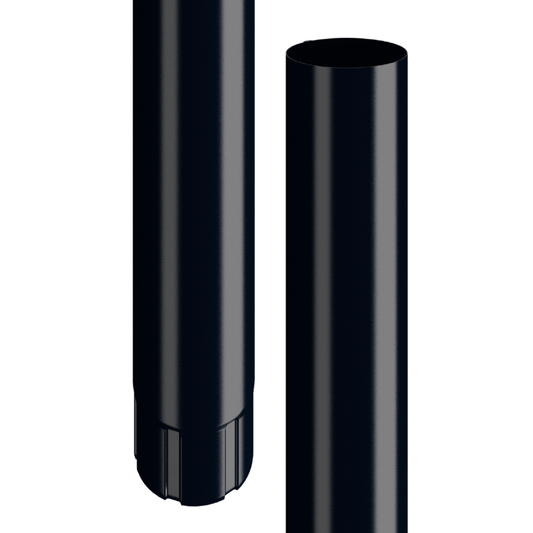 Nordic Steel Round Downspout Pipe - 4" x 10' - Black