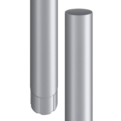 Nordic Steel Round Downspout Pipe - 4" x 10' - Silver Metallic