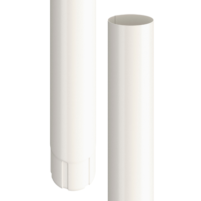 Nordic Steel Round Downspout Pipe - 4" x 10' - White