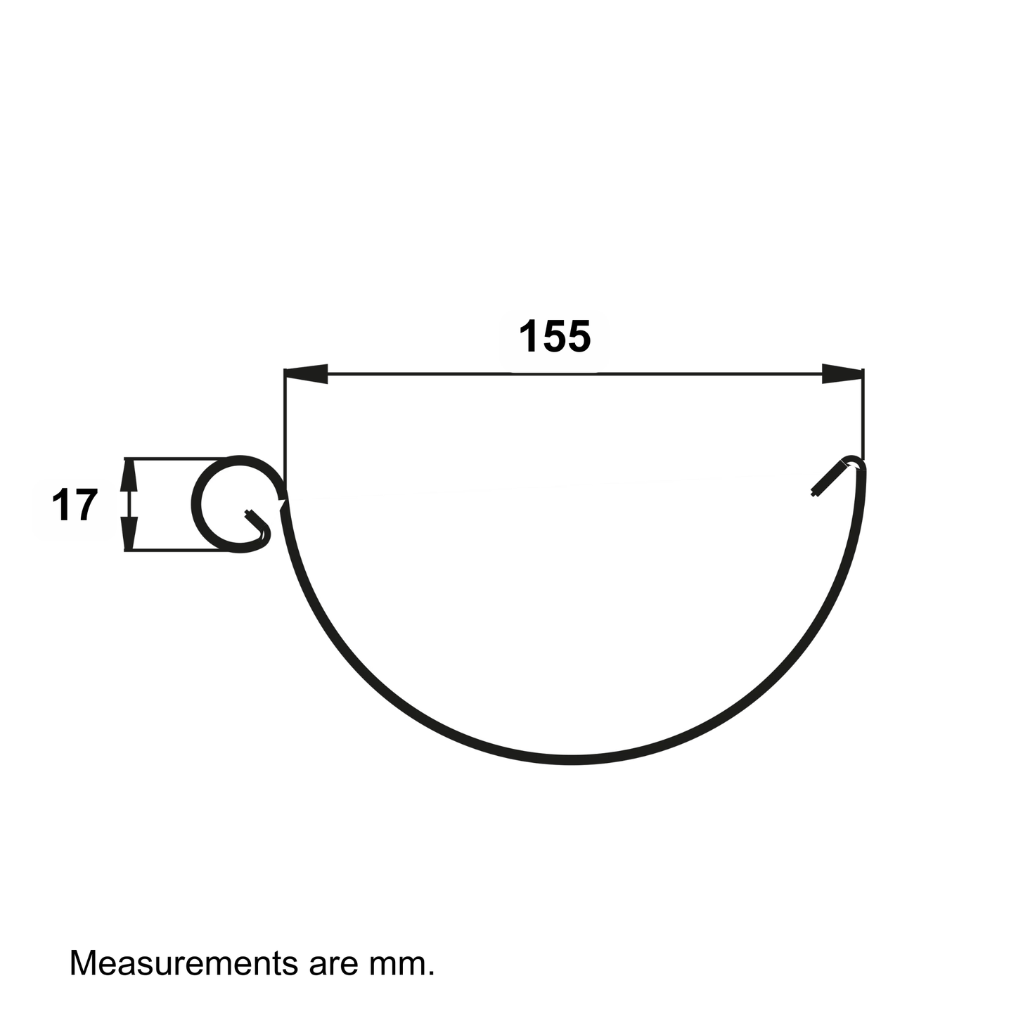 Nordic Steel Half-Round Gutter Pipe - 6" x 10' - Black