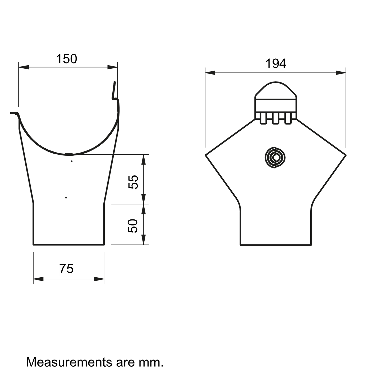 Nordic Steel Half Round Gutter Outlet – 6" – Anthracite Metallic