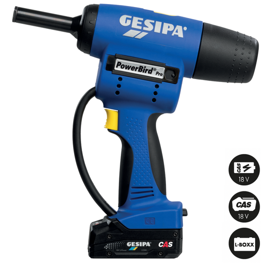 GESIPA® PowerBird® Pro Gold Edition Battery Rivet Tool Kit with Battery, Charger & Case