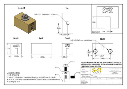 S-5-B Brass Seam Clamp