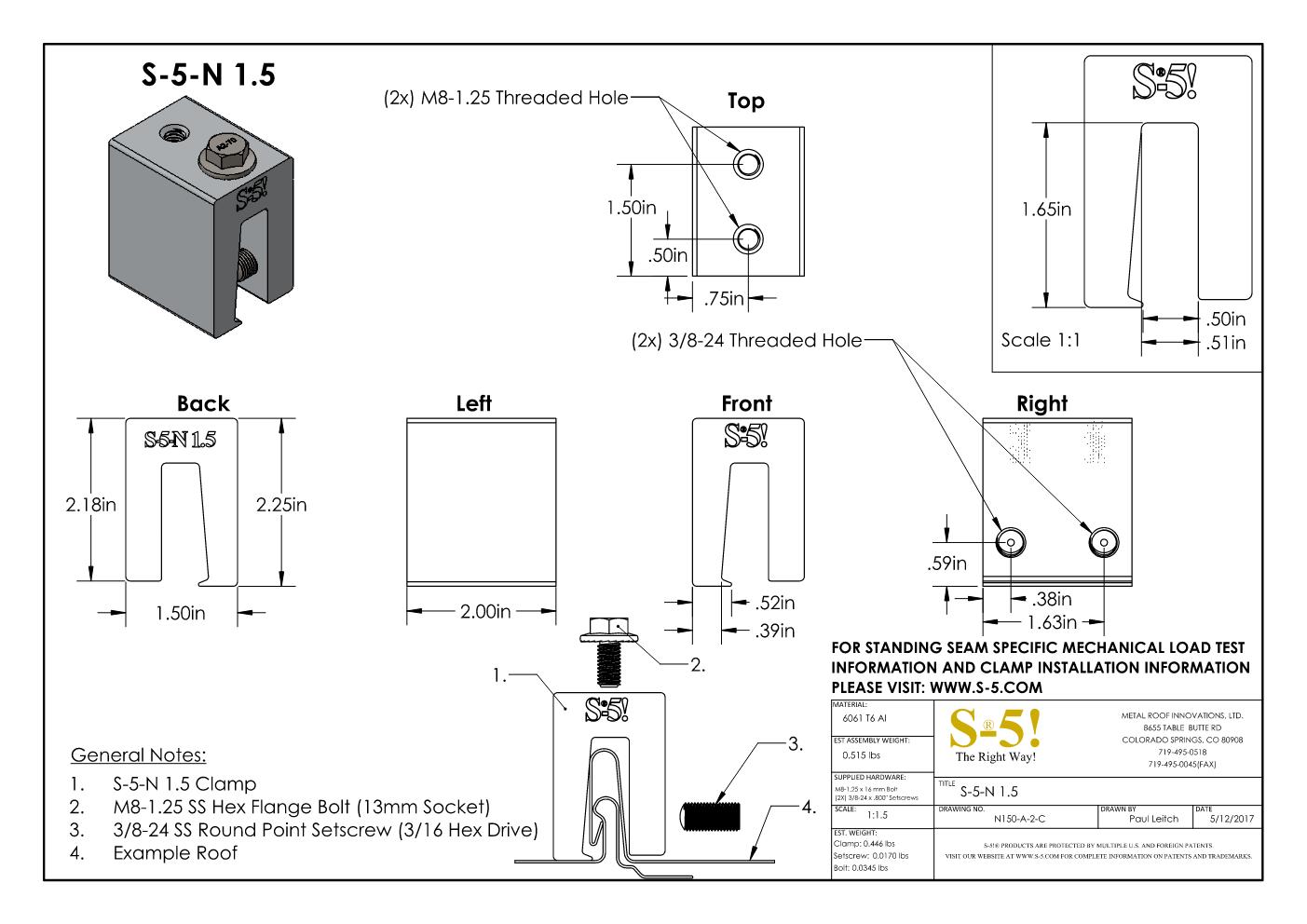 S-5-N 1.5 Seam Clamp