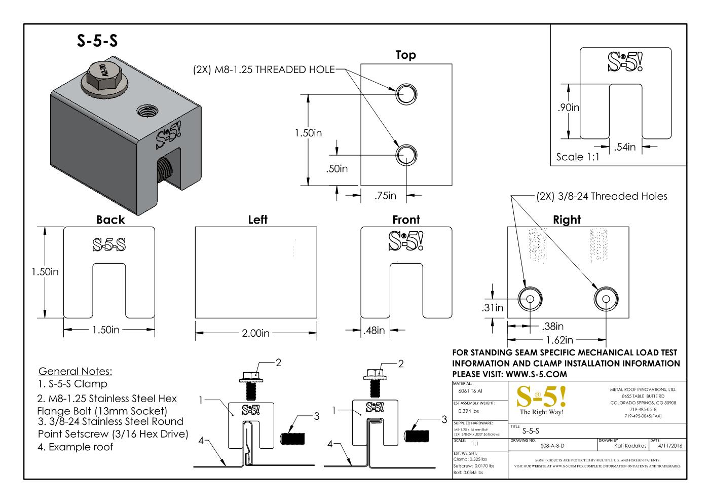 S-5-S Seam Clamp - Bronze