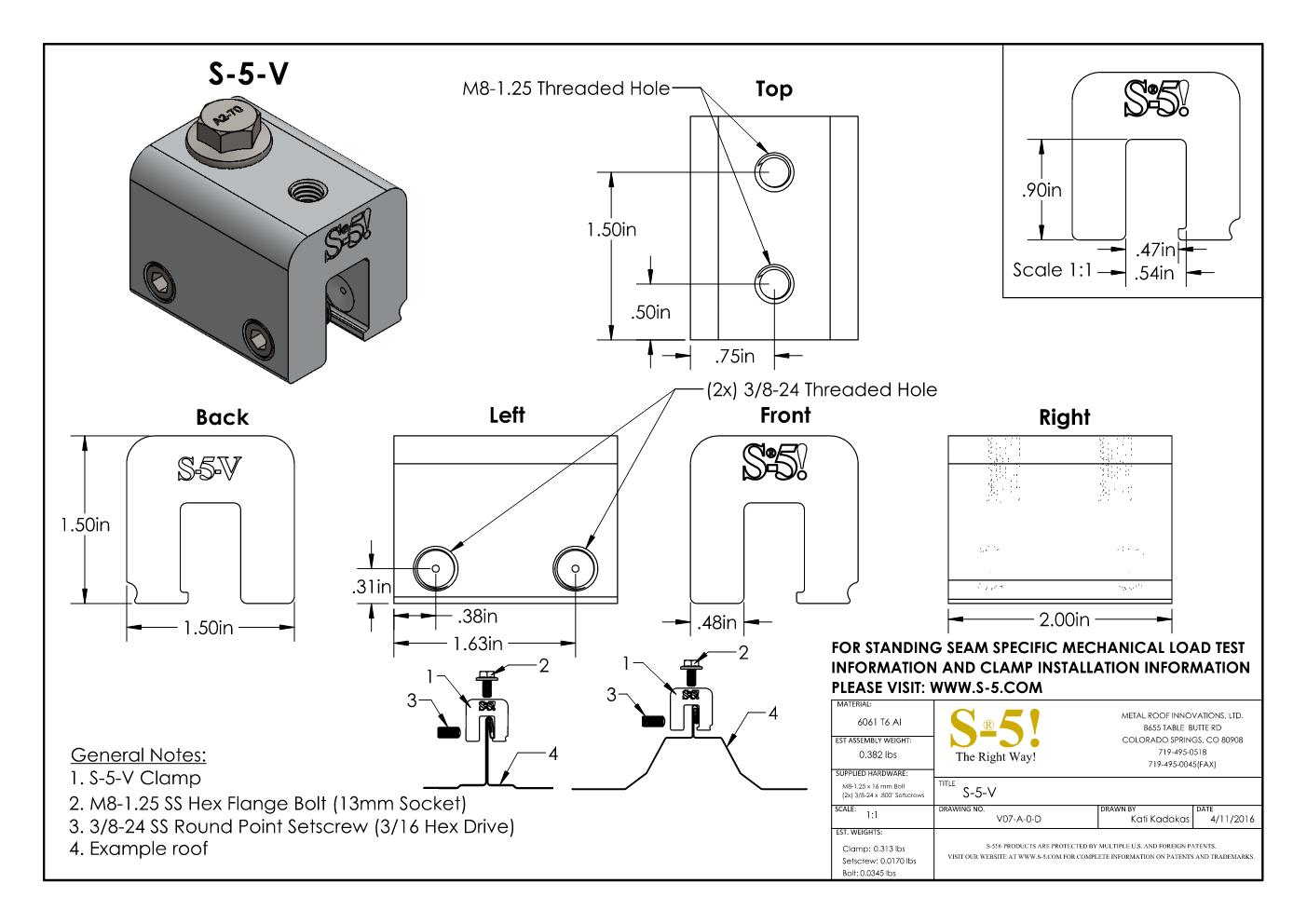 S-5-V Seam Clamp