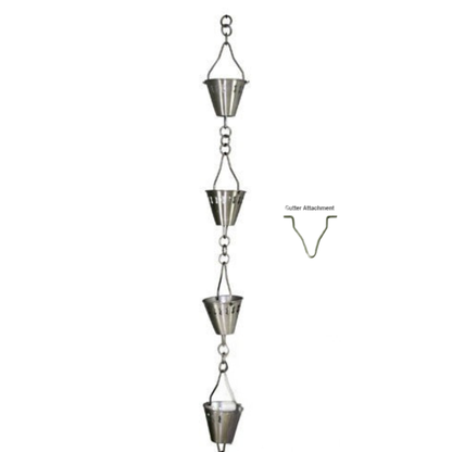 Stainless Steel Rain Chain - Shade Cup - 10'