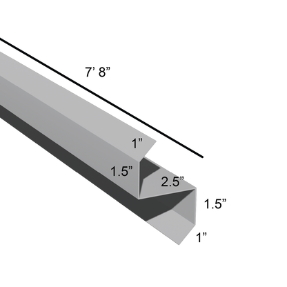 Stiffened Z-Girts with Lips with a depth of 2.5in and length of 7ft 8in dimensions drawing for framing and construction and rainscreen
