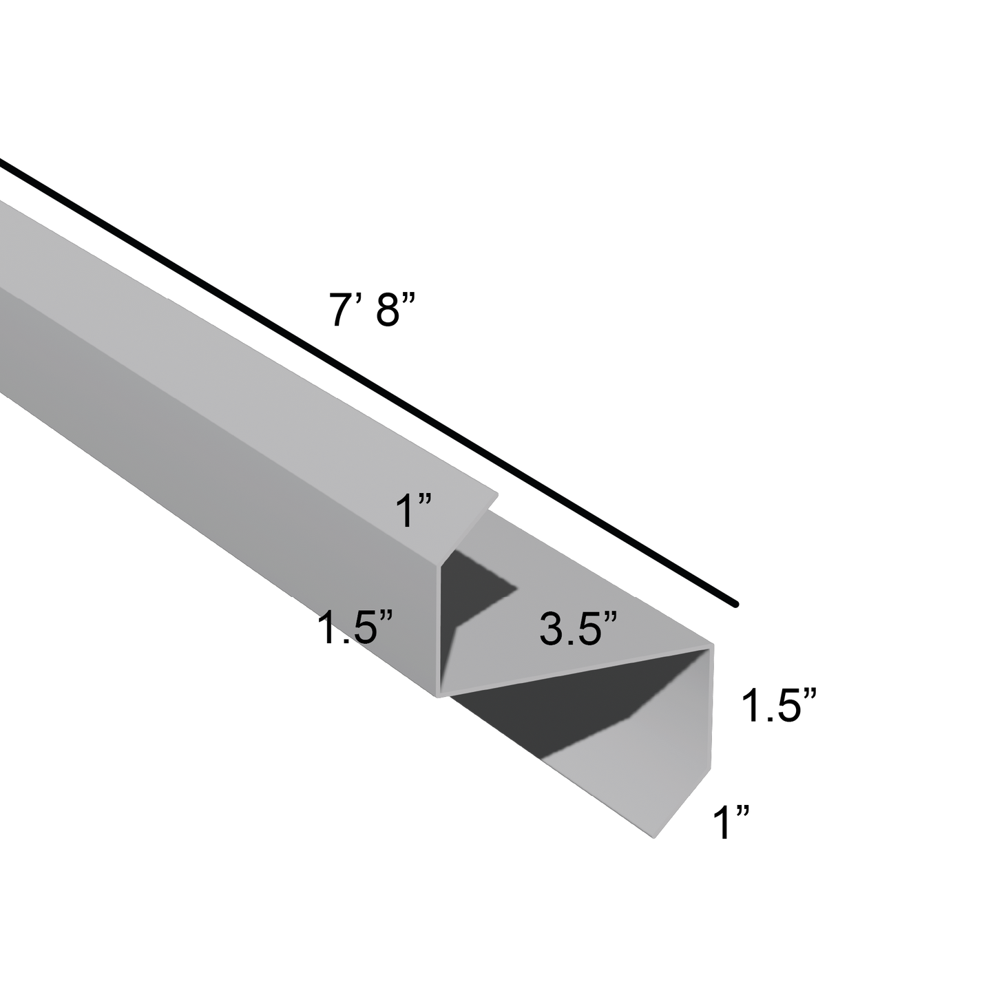 Stiffened Z-Girts with Lips with a depth of 3.5in and length of 7ft 8in dimensions drawing for framing and construction and rainscreen