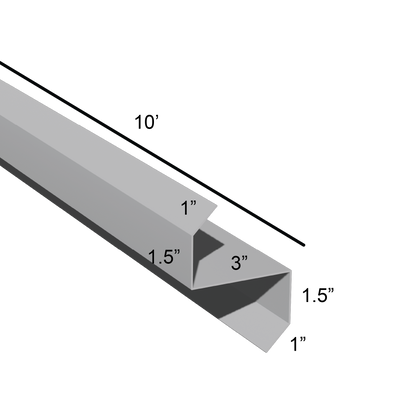 Stiffened Z-Girts with Lips with a depth of 3in and length of 10ft dimensions drawing for framing and construction and rainscreen
