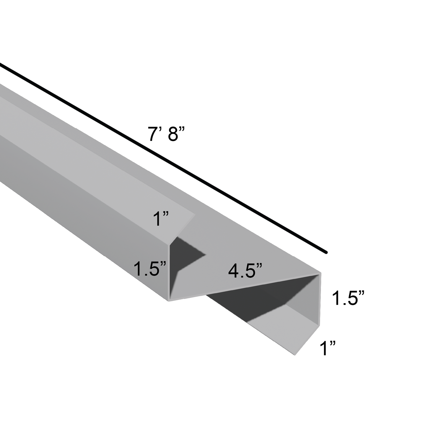 Stiffened Z-Girts with Lips with a depth of 4.5in and length of 7ft 8in dimensions drawing for framing and construction and rainscreen