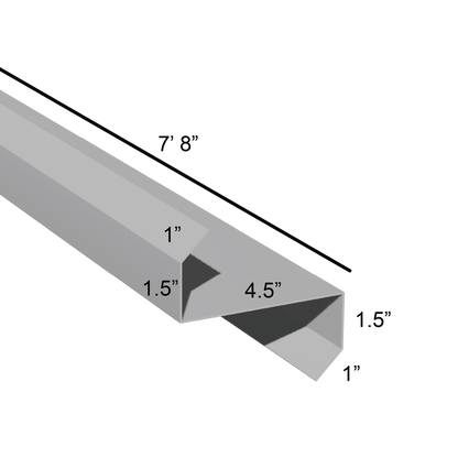 Stiffened Z-Girts with Lips with a depth of 4.5in and length of 7ft 8in dimensions drawing for framing and construction and rainscreen