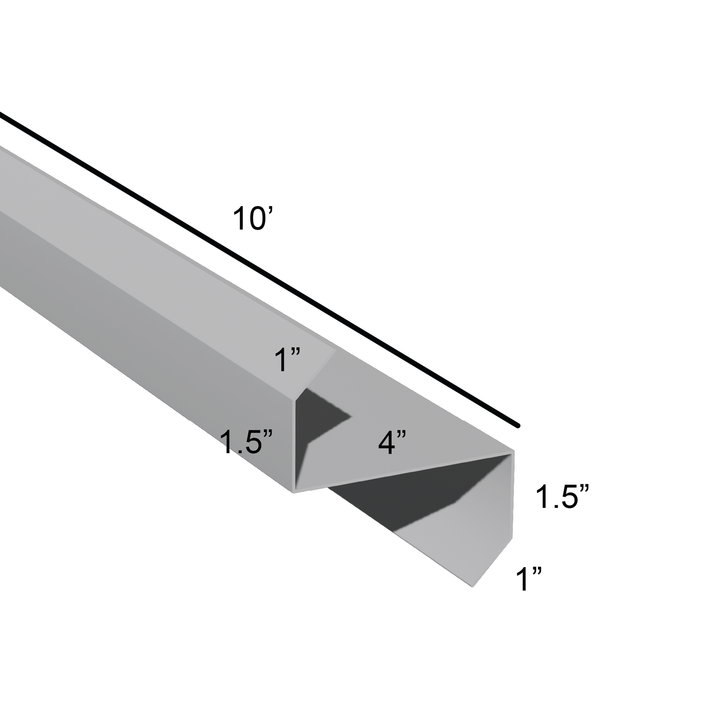 Stiffened Z-Girts with Lips with a depth of 4in and length of 10ft dimensions drawing for framing and construction and rainscreen