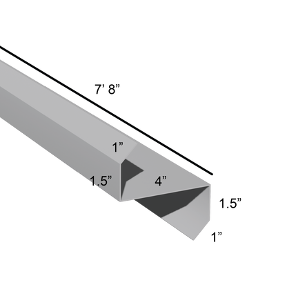 Stiffened Z-Girts with Lips with a depth of 4in and length of 7ft 8in dimensions drawing for framing and construction and rainscreen