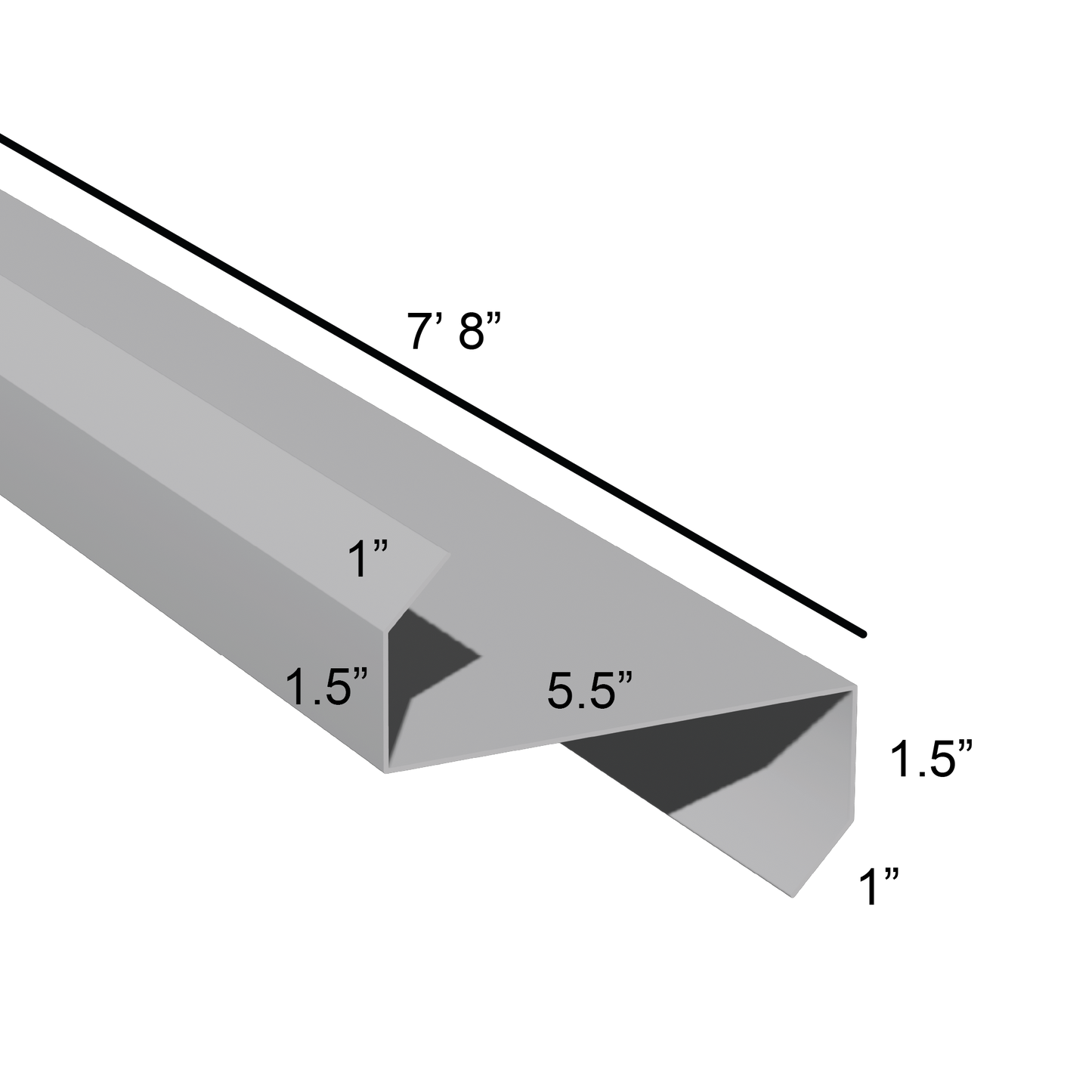Stiffened Z-Girts with Lips with a depth of 5.5in and length of 7ft 8in dimensions drawing for framing and construction and rainscreen