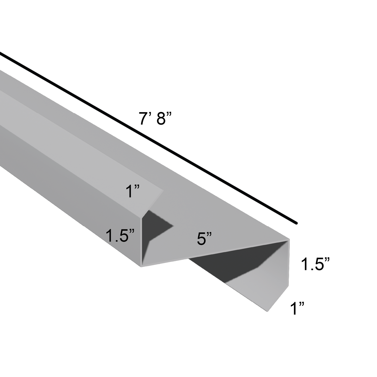 Stiffened Z-Girts with Lips with a depth of 5in and length of 7ft 8in dimensions drawing for framing and construction and rainscreen