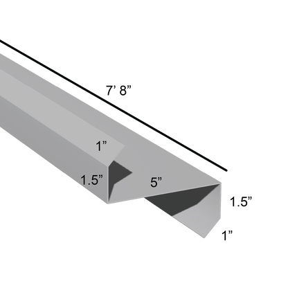 Stiffened Z-Girts with Lips with a depth of 5in and length of 7ft 8in dimensions drawing for framing and construction and rainscreen