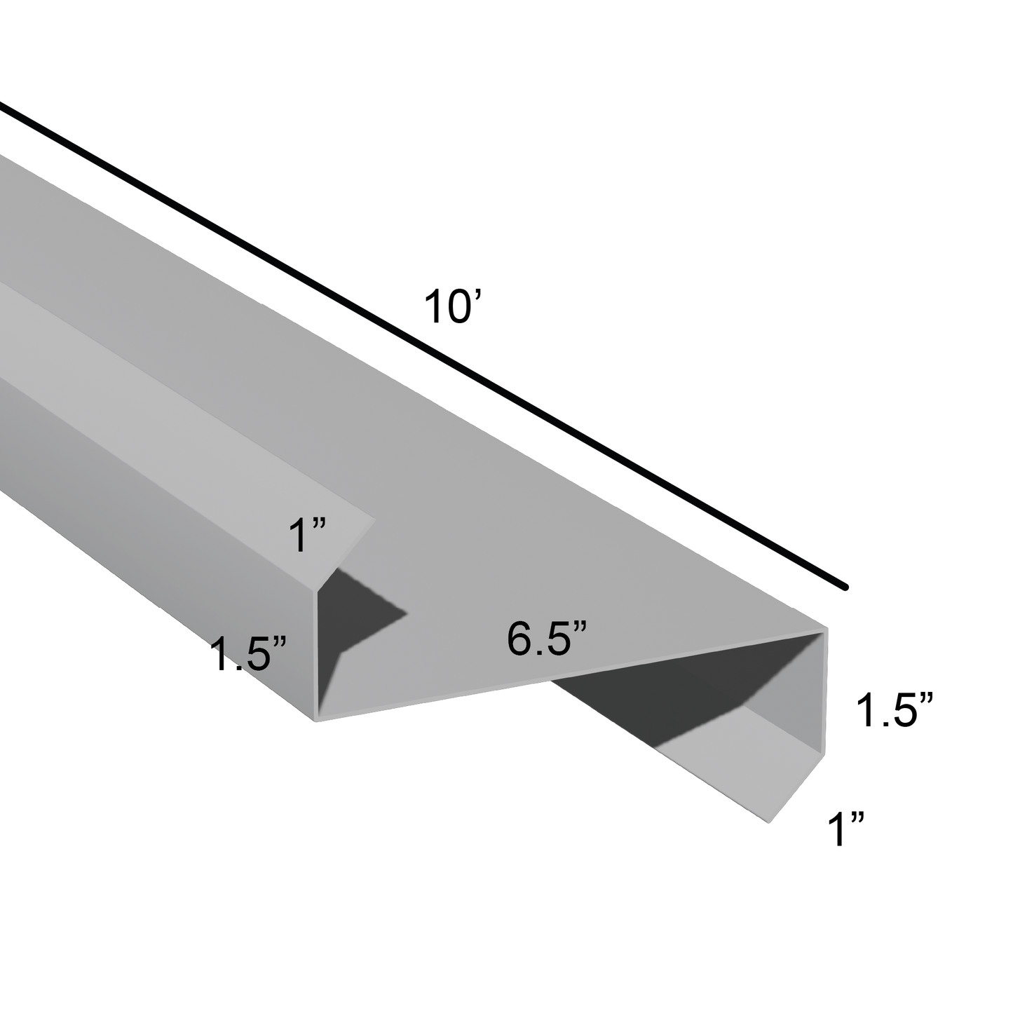Stiffened Z-Girts with Lips with a depth of 6.5in and length of 10ft dimensions drawing for framing and construction and rainscreen