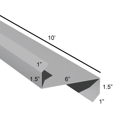 Stiffened Z-Girts with Lips with a depth of 6in and length of 10ft dimensions drawing for framing and construction and rainscreen