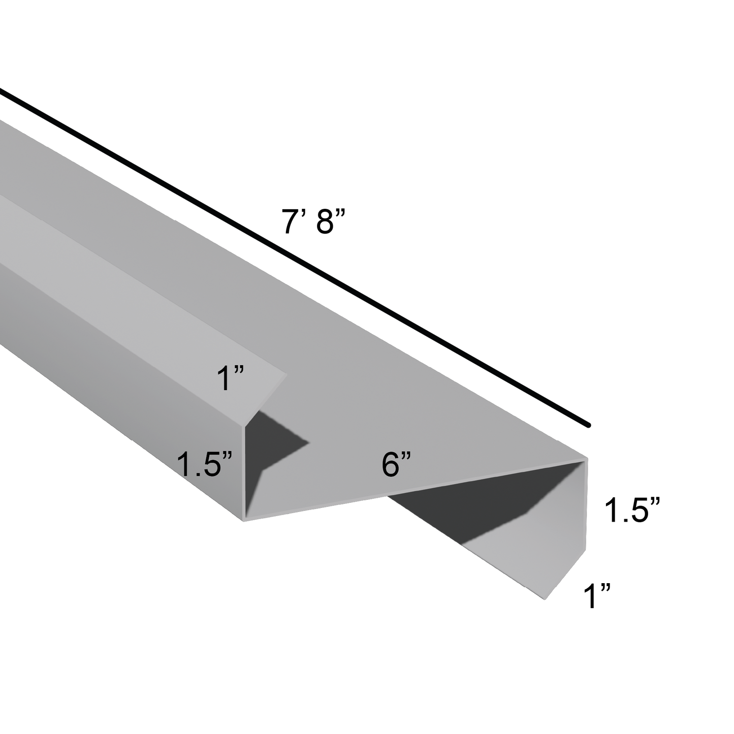 Stiffened Z-Girts with Lips with a depth of 6in and length of 7ft 8in dimensions drawing for framing and construction and rainscreen