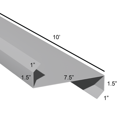 Stiffened Z-Girts with Lips with a depth of 7.5in and length of 10ft dimensions drawing for framing and construction and rainscreen