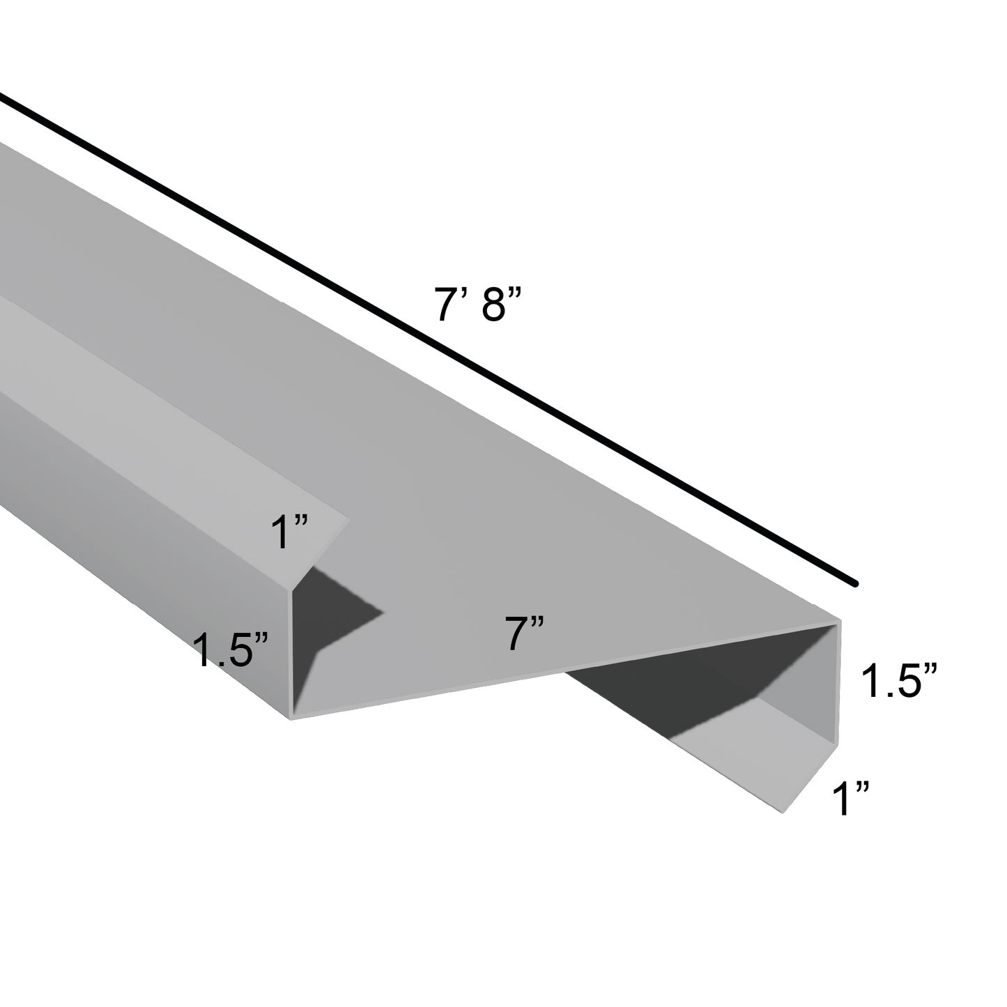 Stiffened Z-Girts with Lips with a depth of 7in and length of 7ft 8in dimensions drawing for framing and construction and rainscreen