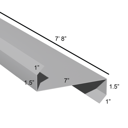 Stiffened Z-Girts with Lips with a depth of 7in and length of 7ft 8in dimensions drawing for framing and construction and rainscreen