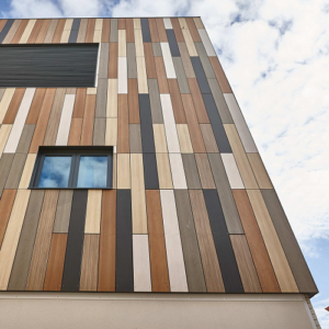 trespa meteon wood decors hpl on a building to show its beauty